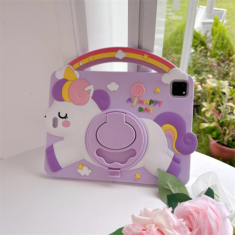 Samsung Tablet A9 Accessories - Cartoon Unicorn Kids Stand Tablet Case