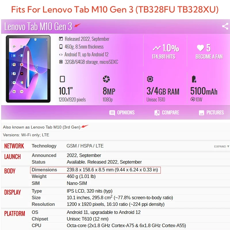 Capa For Lenovo Tab M10 3rd Ge - Tablet Cover Accessories recension och pris